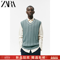 ZARA autumn new mens college style V neck knit vest vest 03332309427