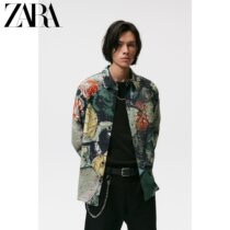 ZARA autumn winter new mens vintage harbor wind loose flower long sleeve shirt 02599303330
