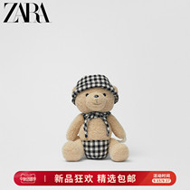 ZARA new childrens bag girl cartoon bear animal shape plush plaid shoulder bag 11199830002