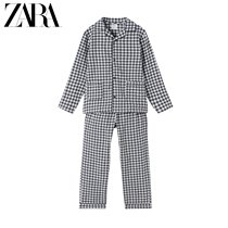 ZARA new childrens clothing boys small check two piece pajamas 05644799802