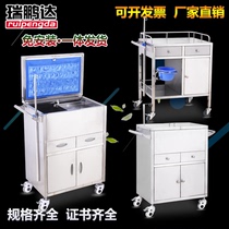 Factory direct stainless steel rescue vehicle medical cart stainless steel carts on the flip cover medicine ambulance thickened