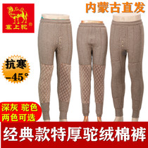 Inner Mongolia stuffed camel classic camel cotton pants middle-aged and elderly thick warm pants couple knitted high waist men