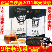 Hunan Anhua Black Tea 2011 Baishaxi Tianfu Tea 1kg authentic hand-built gold flower Fu brick old tea Fu tea leaves