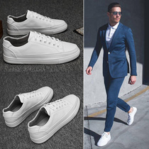 Tide brand mens small white shoes 2021 autumn new leather trendy shoes leisure Korean version of breathable Mens shoes white board shoes men