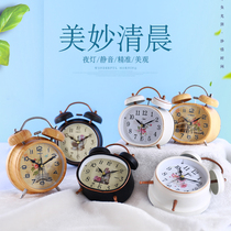 Kangba Silk creative fashion alarm clock Simple student night light Metal alarm clock Office mute childrens bedside table clock