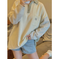 2021 new autumn and winter New loose casual POLO collar sweater sweet college style white coat women