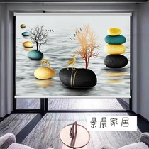 卷帘窗帘定制北欧轻奢石来运转家用卧室阳台卫生间手拉升降免打孔