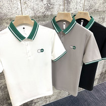 Summer thin ice silk short-sleeved Polo shirt mens custom Korean version slim trend wild youth lapel mens t-sleeve