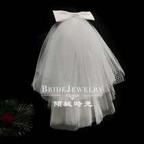 Bow knot big net multi-layer bridal veil Korean Super Xiansen wedding wedding short Photo lead headwear