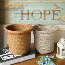 Straw flower bucket flower natural handicraft storage basket desktop decorative ornaments