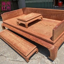 Suns mahogany Burmese pear water corrugated Luohan bed three-piece large fruit red sandalwood Chinese leisure couch Tenon tenon structure