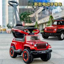 Childrens electric car four-wheel remote-controlled car 1-3 years old male and female baby girl pussy slip wagon can take a hand-push toy car