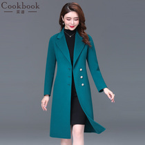 High end double face cashmere big coat woman with slim fit in middle aged mother small sub wool for winter coat