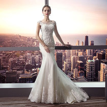 Wedding dress 2021 new autumn Princess sweet word shoulder fish tail small tailing slim slim bridal wedding Korean Court