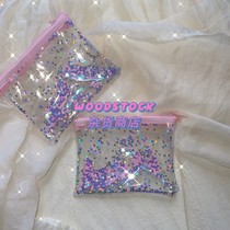 ins Japanese Y2K Korea flash sand transparent plastic love girl laser pink tender storage headset mini bag