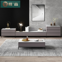 Minimalist imported rock board coffee table TV cabinet combination light luxury small apartment living room tea table creative modern simple household