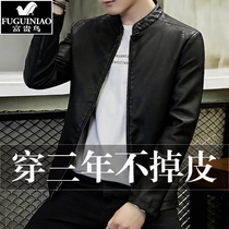 Rich bird leather men slim Korean version handsome spring and autumn new thin coat Pew jacket jacket jacket tide