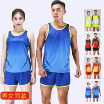Track and field suit suit mens tight long-distance running marathon clothes mens and womens sports running competition training shorts vest