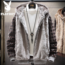 Playboy 2021 winter men's mink velvet fur coat fashion handsome lamb wool plus velvet padded jacket