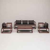 Aesthetic school new Chinese style black walnut solid wood sofa Zen living room fabric 123 combination sofa office