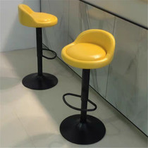 Modern simple fabric bar chair with backrest lift chair Rotatable bar chair Household creative oil wax leather dining chair