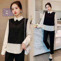 Pregnancy Woman Dress Spring Suit 2022 New Korean version Fashion scrawny Skinny Boomer T-shirt Blouse Spring Autumn Beat