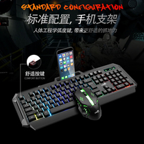 Keyboard and mouse set mechanical feel glowing wired suspension keyboard mouse eating chicken game computer notebook Universal