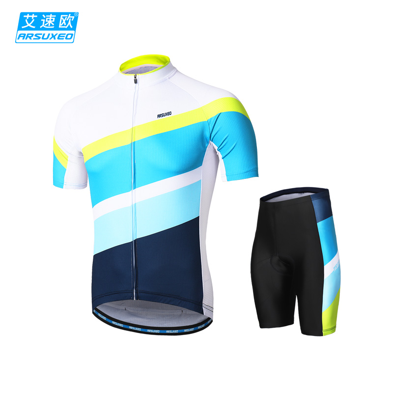 Summer cycling suit mountain bicycle short sleeve shorts suit men's bicycle clothing bicycle equipment breathable fast drying