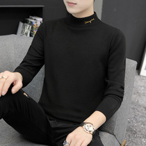 Semi-turtleneck sweater mens 2021 autumn and winter new knitted base shirt Korean version slim trend personality warm sweater