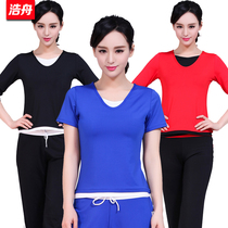 Haozhou square dance yoga aerobics top womens competition fitness clothes thin single high elastic single coat with chest pad 5110