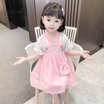 Hanfu Girls Ancient Dress Dress Summer Children Tang Dress Year-old Baby Kimono dress Super fairy girl Chinese style summer dress