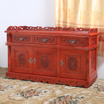 Cool bit solid wood sideboard antique carved three-door wine cabinet Chinese solid wood tea cabinet locker
