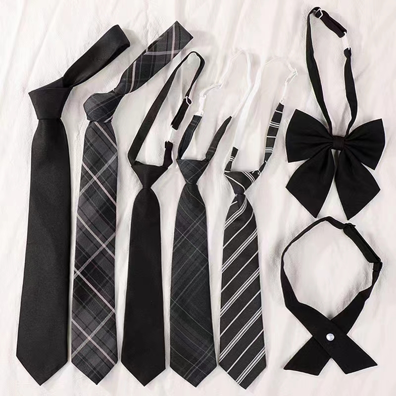 Jk black tie shirt decoration Japanese college style lazy man zipper style male and female students dk hand tied tie free bow tie
