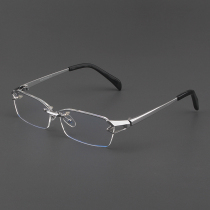 Japan wide face pure titanium half frame glasses frame mens finished business degree myopia eyes silver all titanium glasses frame women
