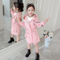 Girls windbreaker coat coat 2021 new foreign atmosphere in the big children autumn Net red coat female children Parker clothing long