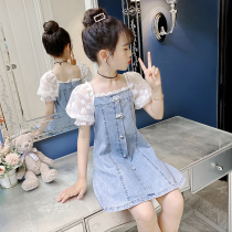  Girls denim skirt summer dress 2021 new Western style childrens dress female big child princess dress girls summer skirt