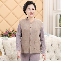 Middle aged lady cardiovert cardiovert fastening double face grinding with warm waistcoat waistcoat Shoulder Vest Autumn Winter Wear old man chopping sleeves