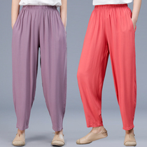 Mom pants Middle-aged womens pants Summer thin middle-aged radish pants casual Harlan pants worn outside the old lady
