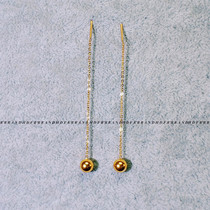 Ultra-fairy-length 18K gold round golden pearl earline female Korean personality net red expats face slim earrings earrings