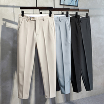 Net red casual slim fit nine-point small trousers Mens summer thin fashion dk light cooked wind professional formal suit pants