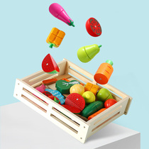 Fruit cut toy magnet vegetable girl set wooden children birthday gift baby 2-34 years old