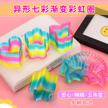  Large luminous magic luminous rainbow ring Color stacking ring Plastic spring ring pull ring Childrens nostalgic toy