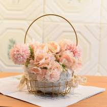 Metal mini flower basket portable flower arrangement flower dried flower Flower Flower Flower wrought wrought wrought flower basket material desktop pendulum
