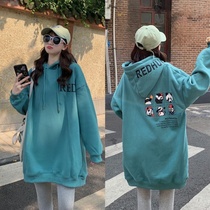 Pregnant woman Spring and autumn clothes suit new fashion style foreign air medium length relaxation sweatshirt spring clothing blouse with cap jacket woman