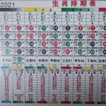 2021 Zodiac table Bose twelve Zodiac card six color comparison schedule Hong Kong Taiwan and Macau General reference