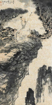 Art micro-spray Zhang Daqian Ji Mao (1939) as the Pine Cliff line vertical shaft 30x61cm