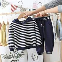 Spring boys set children 2021 new baby spring Korean handsome tide childrens sweater foreign style two-piece set