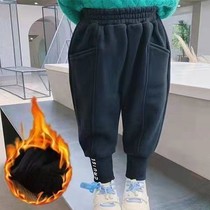 2021 Spring and Autumn Dress Children Thick Sweatpants Boys and Girls Warm Pants Baby Boomers Plus Suede Pants