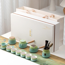 A pin of Kung Fu Tea Set for household ceramic teapot teapot office gift box Lotus Six