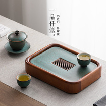 A pint of qiantang household solid wood dry bubble plate water storage type tea tray simple tea ceremony rosewood retro tea tray